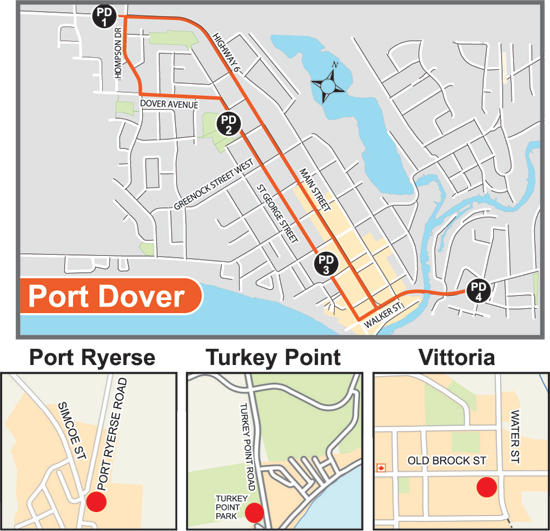 Ride Norfolk Map For Port Dover Ontario Canada